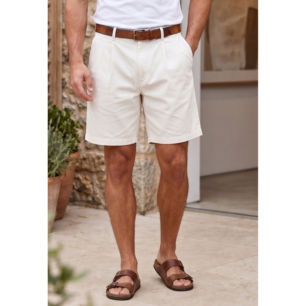 90s Vintage Tommy Hilfiger Pleated Chino Shorts Men's 38 White Cotton Casual